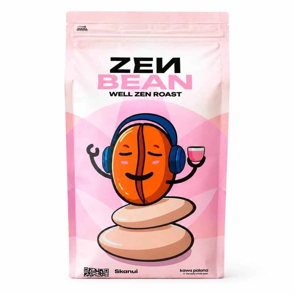 Zen Bean Well Zen Roast to palona kawa ziarnista zamknięta w praktycznym, szczelnym opakowaniu, które pomaga chronić jej świeżość i aromat. Idealnie sprawdzi się podczas spokojnego poranka, przerwy w pracy lub chwili relaksu z filiżanką ulubionej kawy.