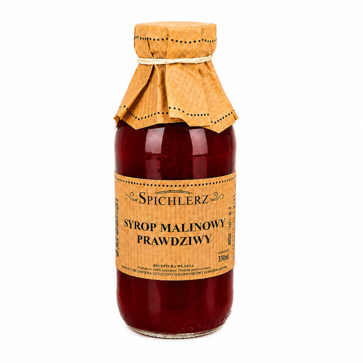 Wyjątkowy syrop malinowy Spichlerz 330 ml przygotowany według tradycyjnej receptury. Pełen intensywnego aromatu dojrzałych malin, zachwyca naturalnym owocowym smakiem i doskonale sprawdza się jako dodatek do wielu napojów oraz deserów.