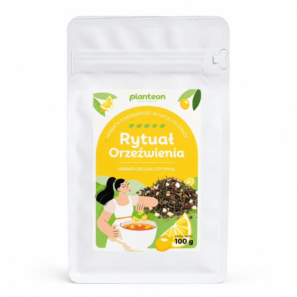 Rytuał Orzeźwienia to aromatyczna herbata zielona z dodatkiem cytryny, która zachwyca świeżym smakiem i lekkim, cytrusowym aromatem. Starannie wyselekcjonowane liście zielonej herbaty zostały wzbogacone naturalnymi nutami cytryny.
