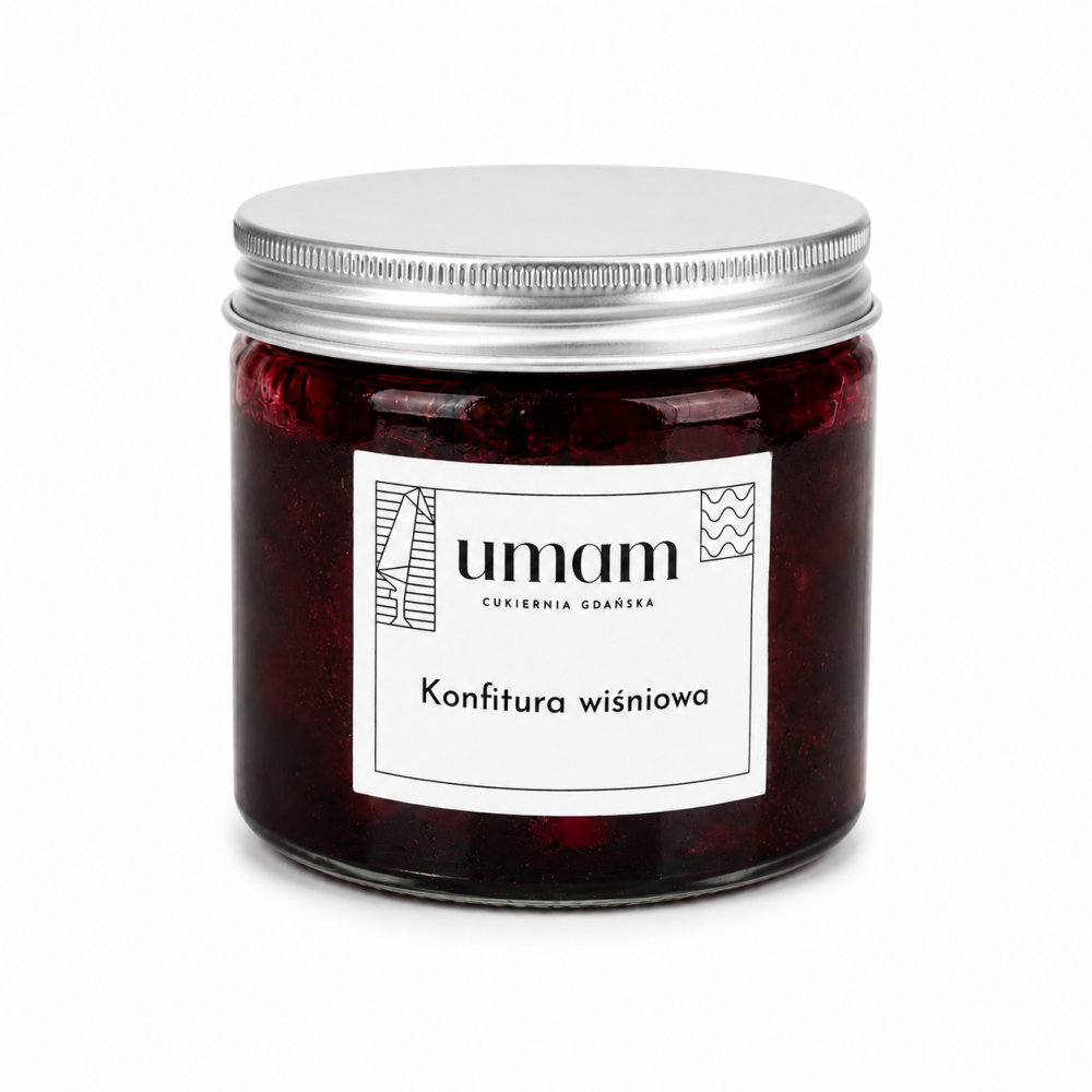 Konfitura porzeczkowa Umam – naturalny owocowy przetwór o intensywnym smaku wiśniowym, idealny do pieczywa, deserów i domowych wypieków.
