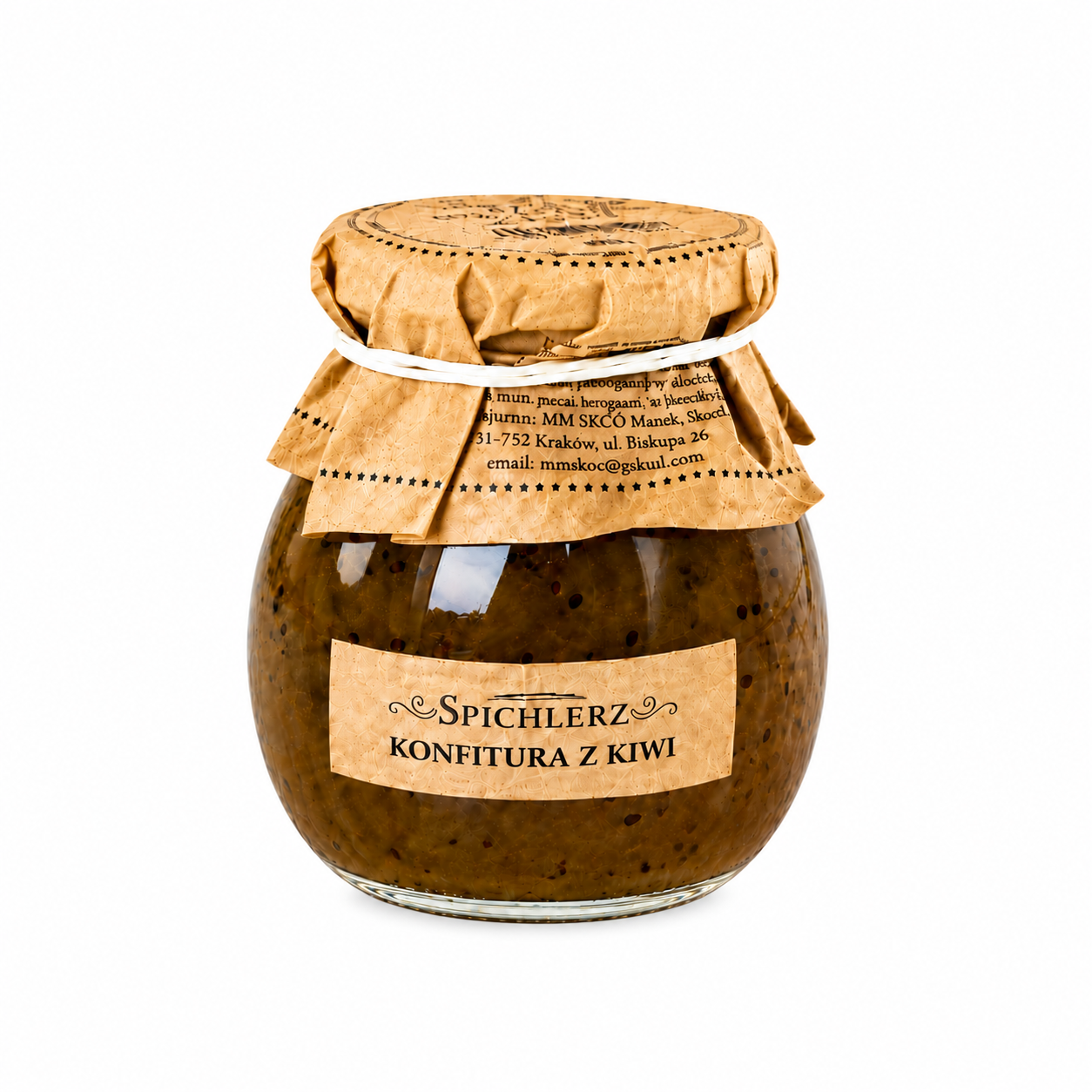 Konfitura z kiwi Spichlerz to wyjątkowy owocowy przysmak o charakterystycznym, lekko kwaskowym smaku i intensywnym aromacie świeżego kiwi. Doskonała do pieczywa, naleśników, deserów oraz jako dodatek do jogurtów i wypieków.