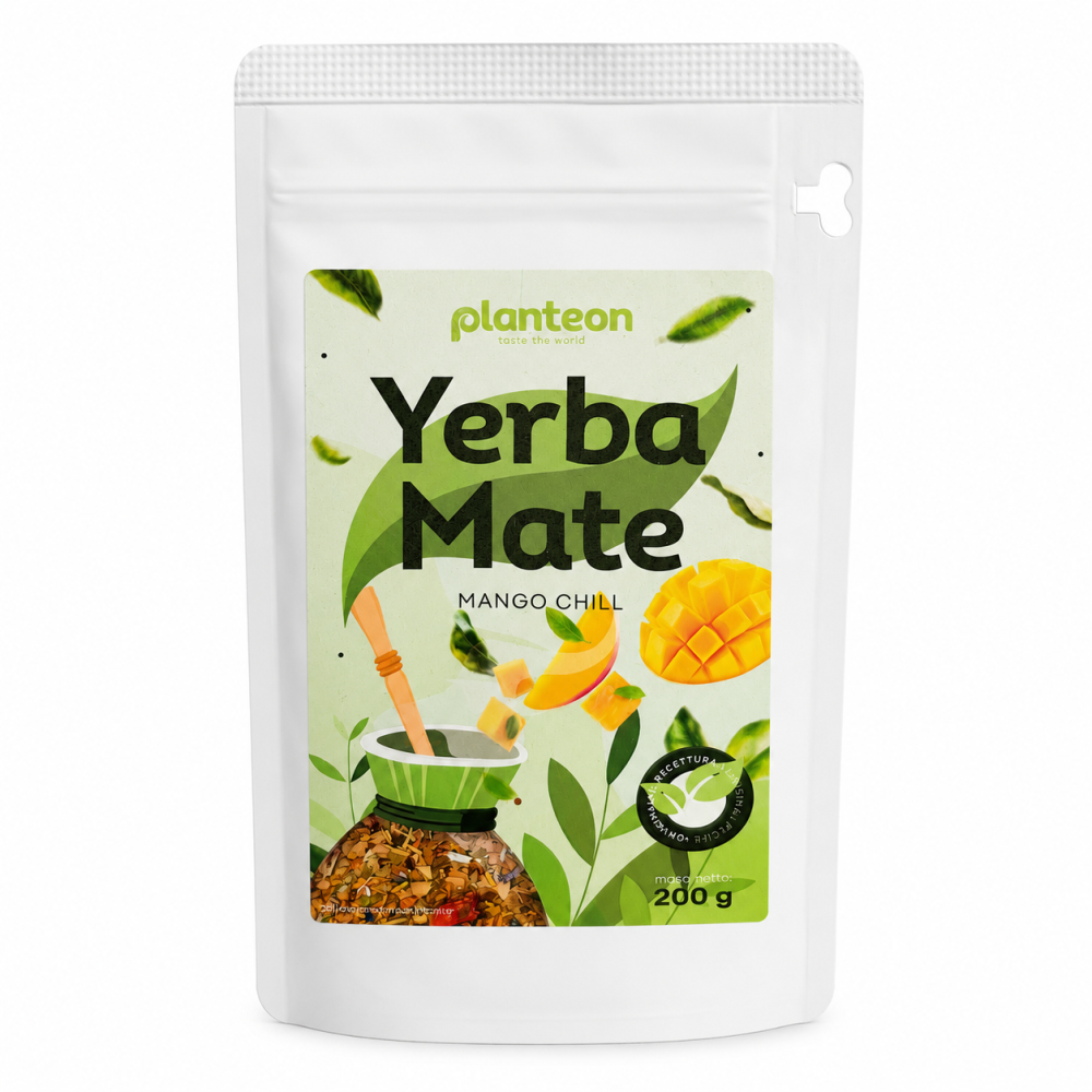 Planteon Yerba Mate Mango Chill 200 g to aromatyczna yerba mate o egzotycznym smaku mango. Idealna do przygotowania na ciepło oraz jako orzeźwiające tereré.