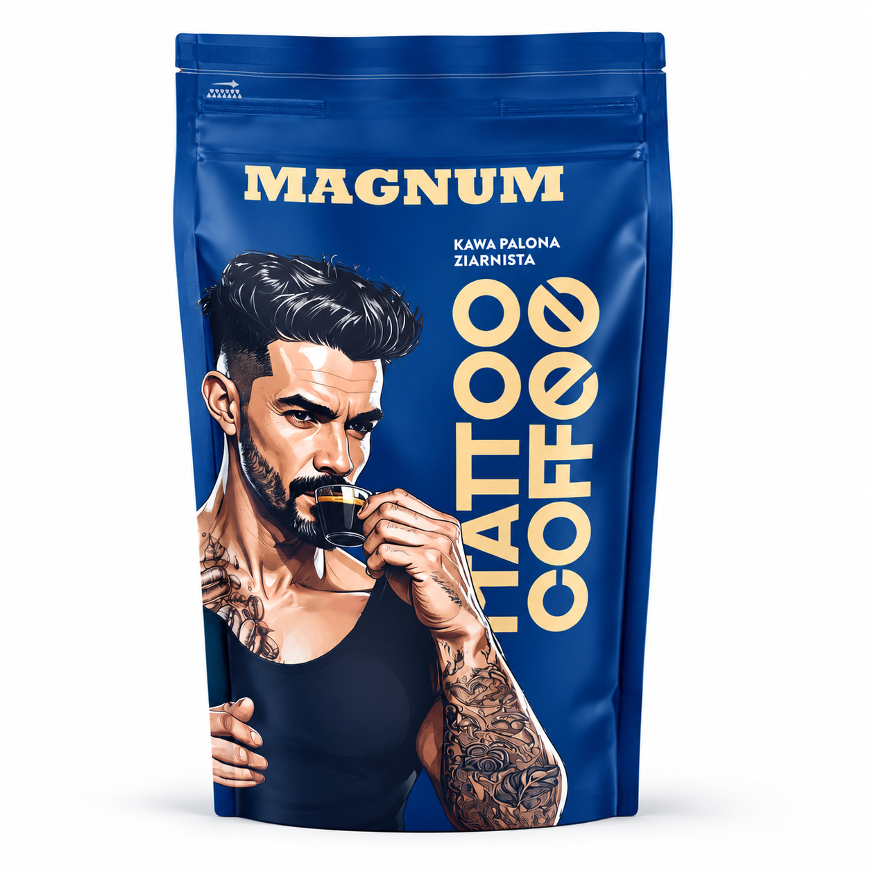MAGNUM to kawa ziarnista 60% Arabica i 40% Robusta o nutach bakalii, orzecha włoskiego i gorzkiej czekolady. Bardzo pełna, kremowa, z długim i mocnym posmakiem.