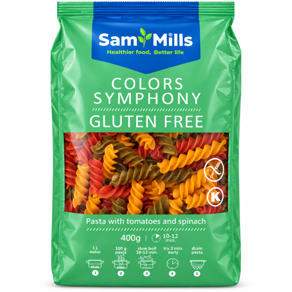 Makaron bezglutenowy 3-kolorowy świderki Sam Mills Colors Symphony 400 g