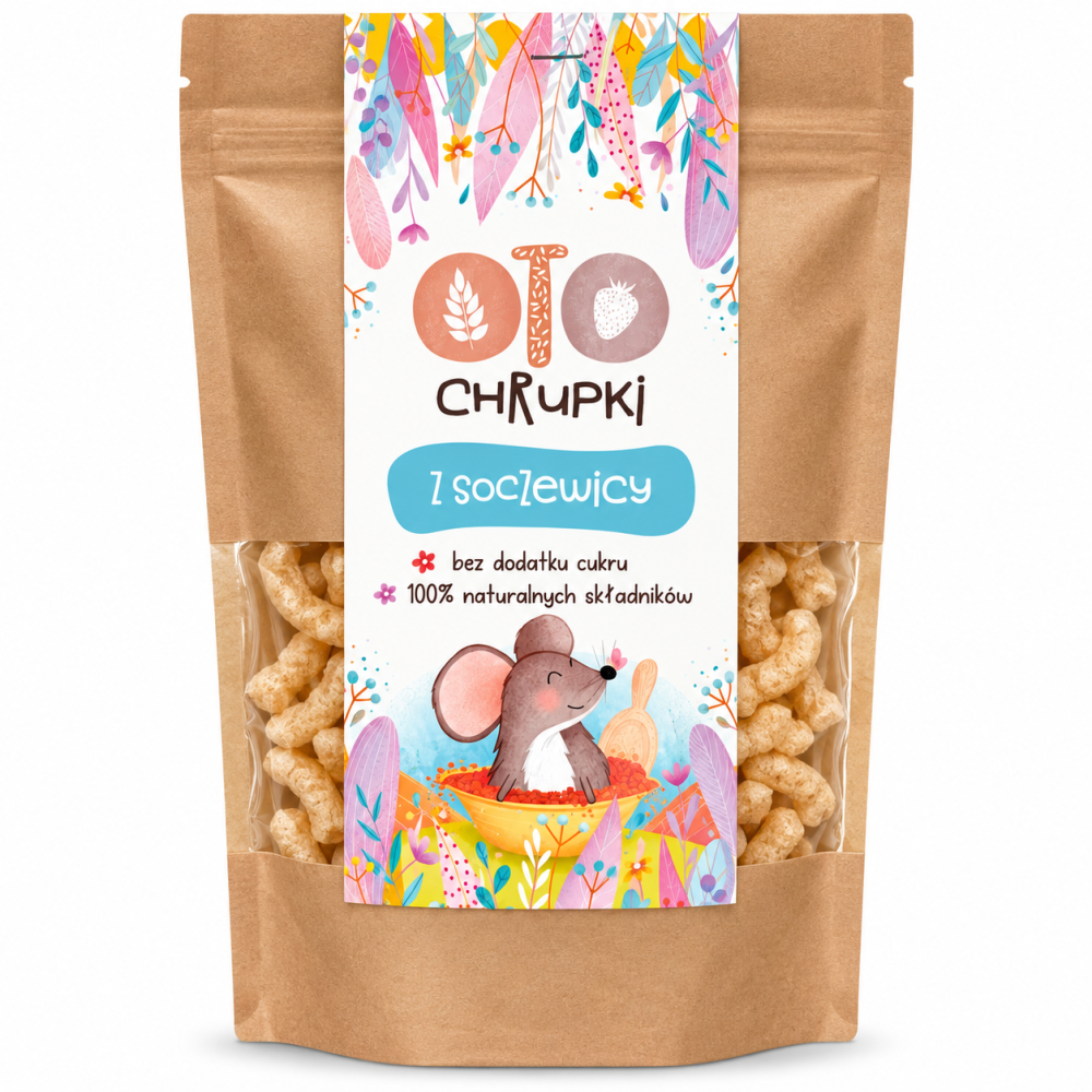 OTO Chrupki z soczewicy 25 g – chrupiąca przekąska bez dodatku cukru, przygotowana ze 100% naturalnych składników. Poręczna porcja na każdą okazję.