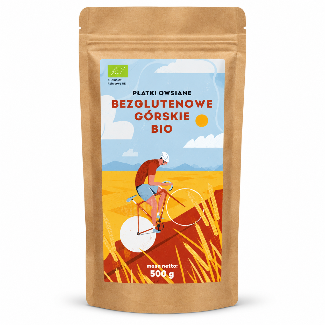Płatki owsiane bezglutenowe górskie BIO 500 g – ekologiczne płatki idealne do owsianki, musli, granoli, jogurtów i domowych wypieków.