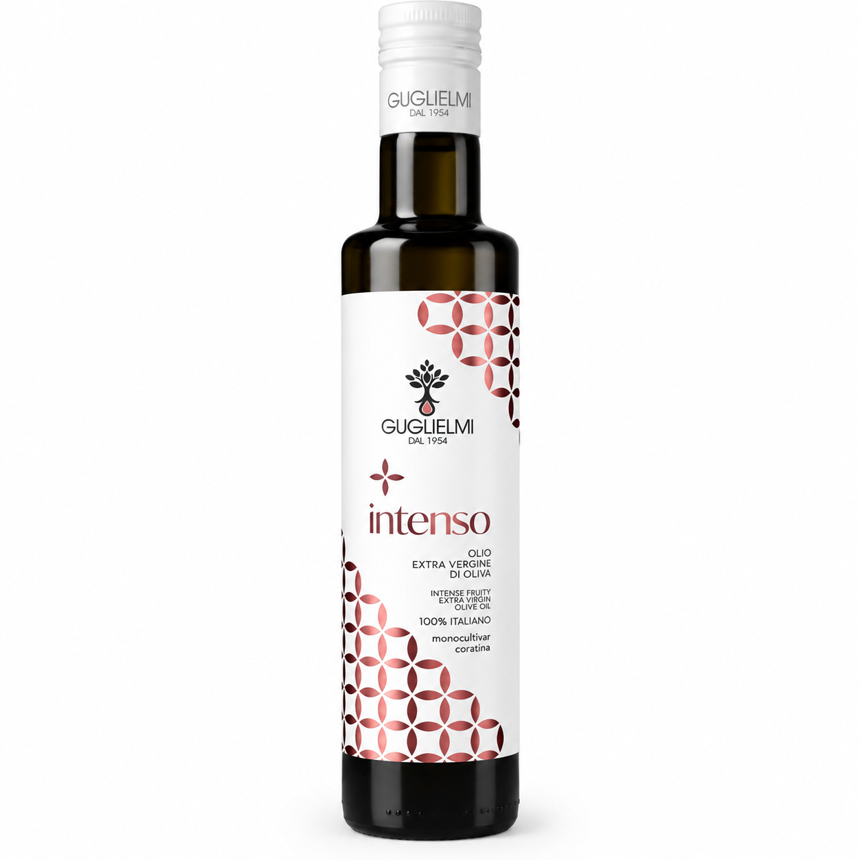 Oliwa z oliwek Extra Virgin Guglielmi Intenso Coratina 100% włoska. Intensywny smak, wyjątkowy aromat i najwyższa jakość do sałatek, pieczywa oraz dań kuchni włoskiej.