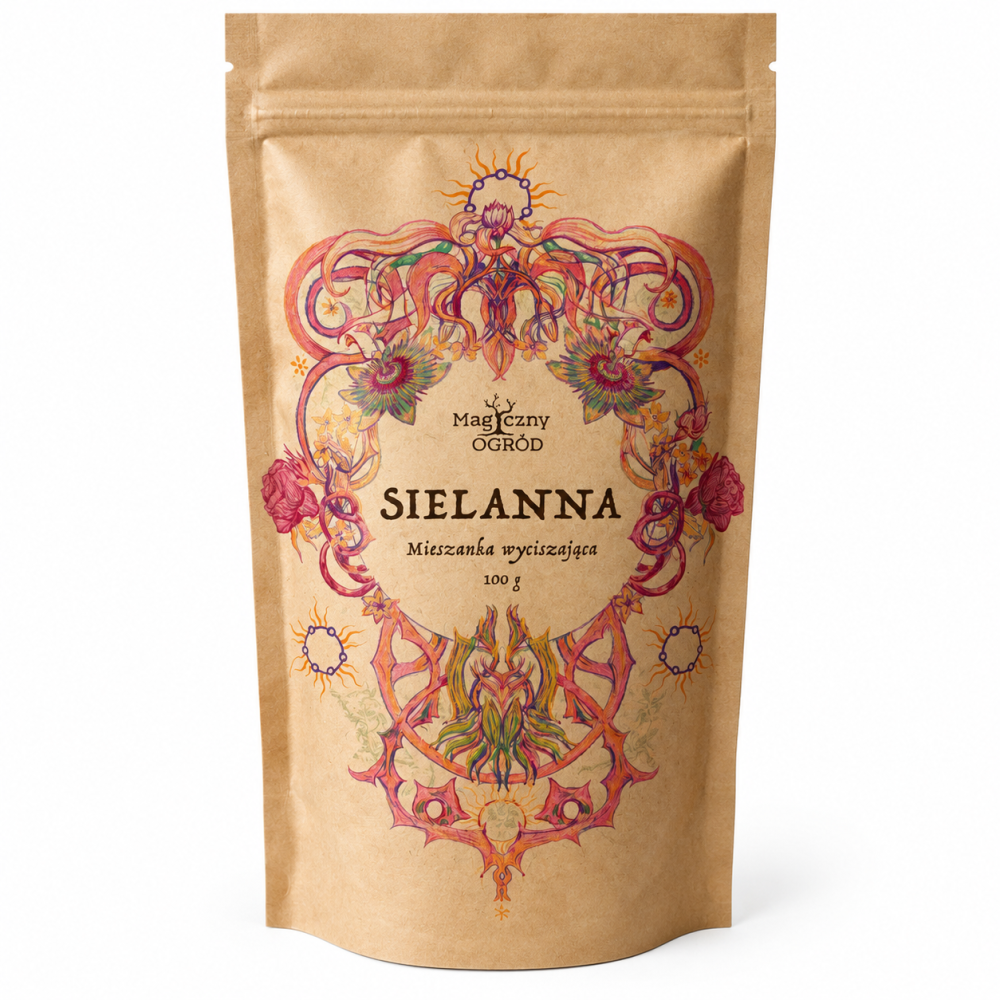 Sielanna Magiczny Ogród 100 g – aromatyczna mieszanka ziołowa o charakterze wyciszającym. Idealna do przygotowania naparu na spokojne chwile i wieczorny relaks.