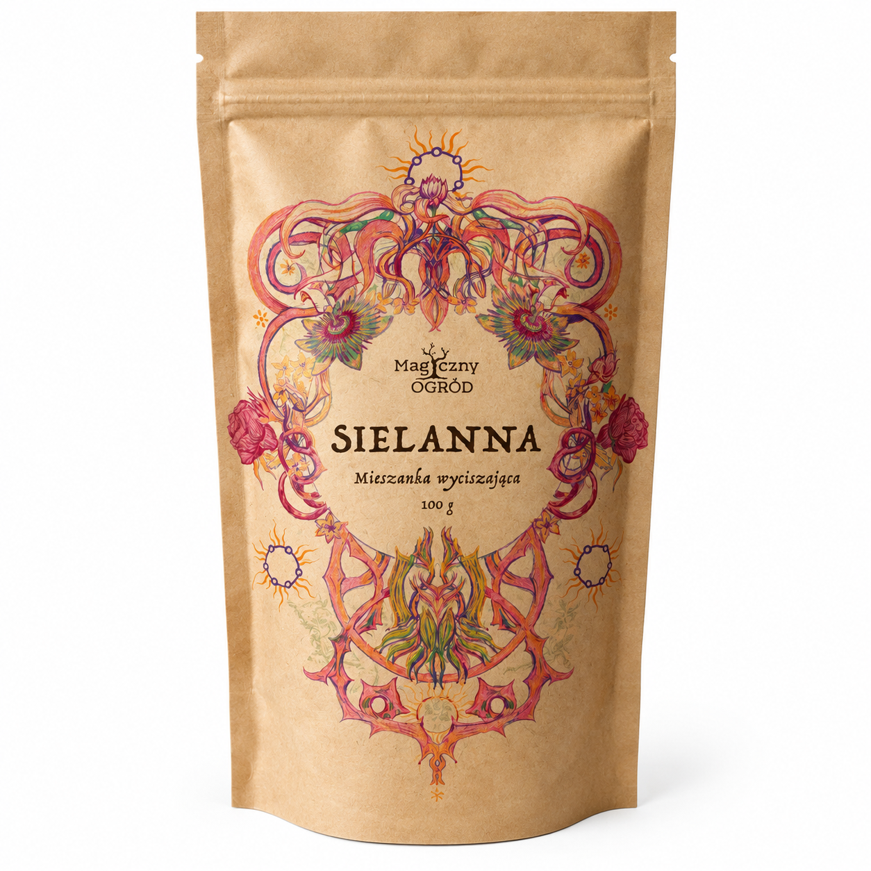 Sielanna Magiczny Ogród 100 g – aromatyczna mieszanka ziołowa o charakterze wyciszającym. Idealna do przygotowania naparu na spokojne chwile i wieczorny relaks.