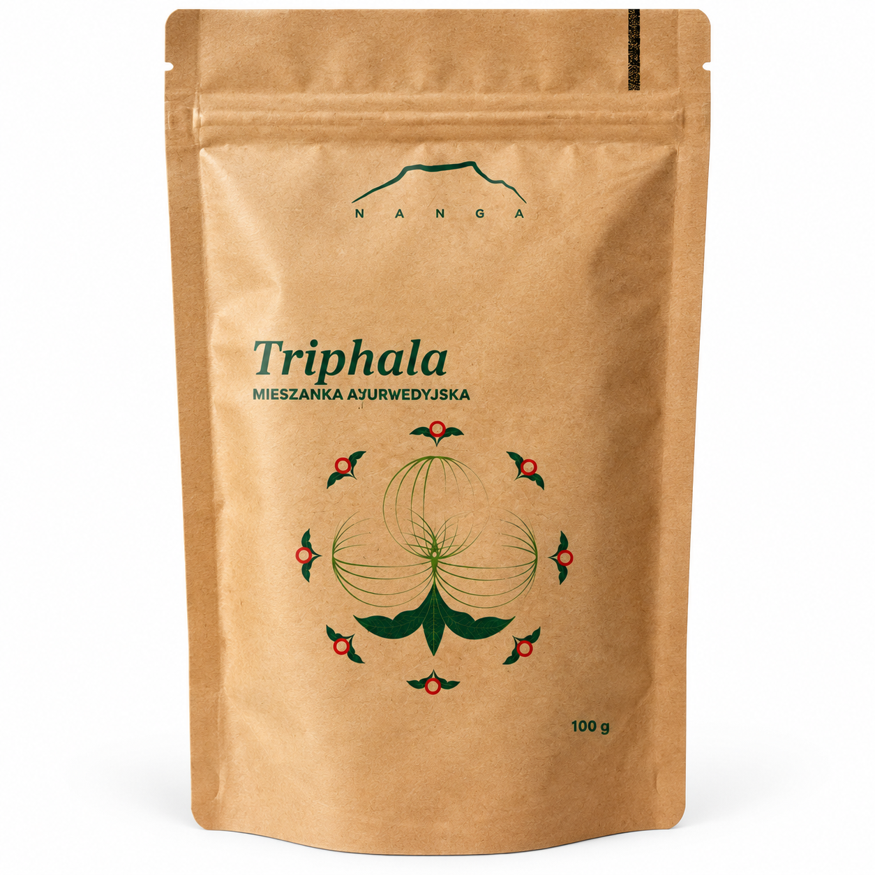 Triphala Nanga 100 g – tradycyjna mieszanka ajurwedyjska z trzech owoców: amla, bibhitaki i haritaki. Układ pokarmowy, jelita