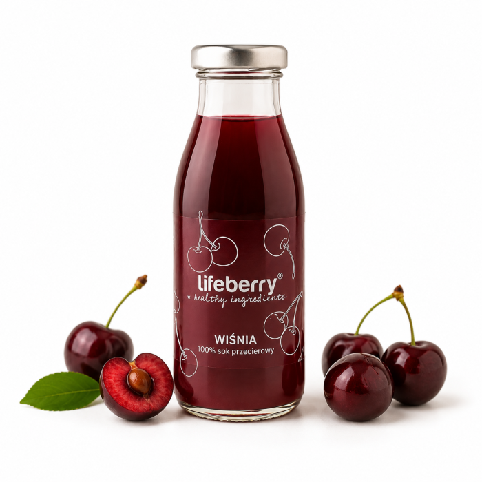 sok smoofit wiśniowy, naturalny, szklana butelka 250ml