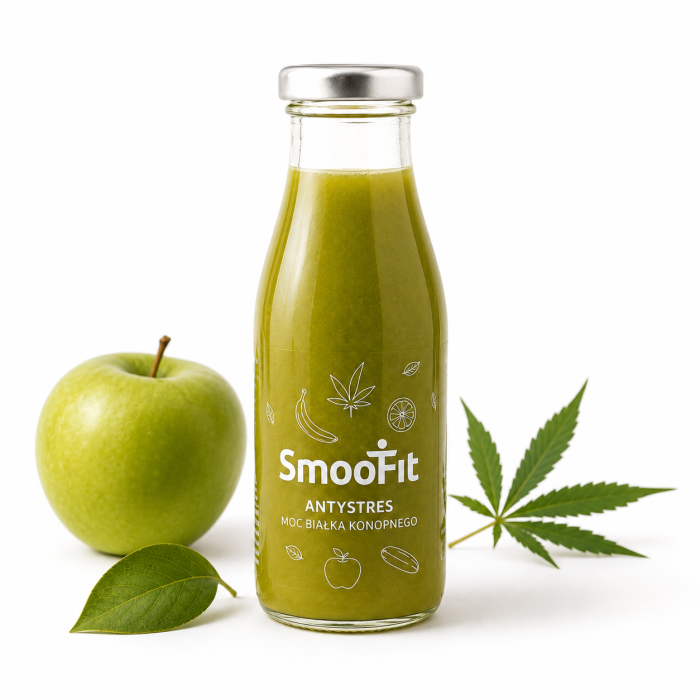 smoofit antystres jabłko, banan, szpinak, ogórek, cytryna, białko konopne, 250 ml