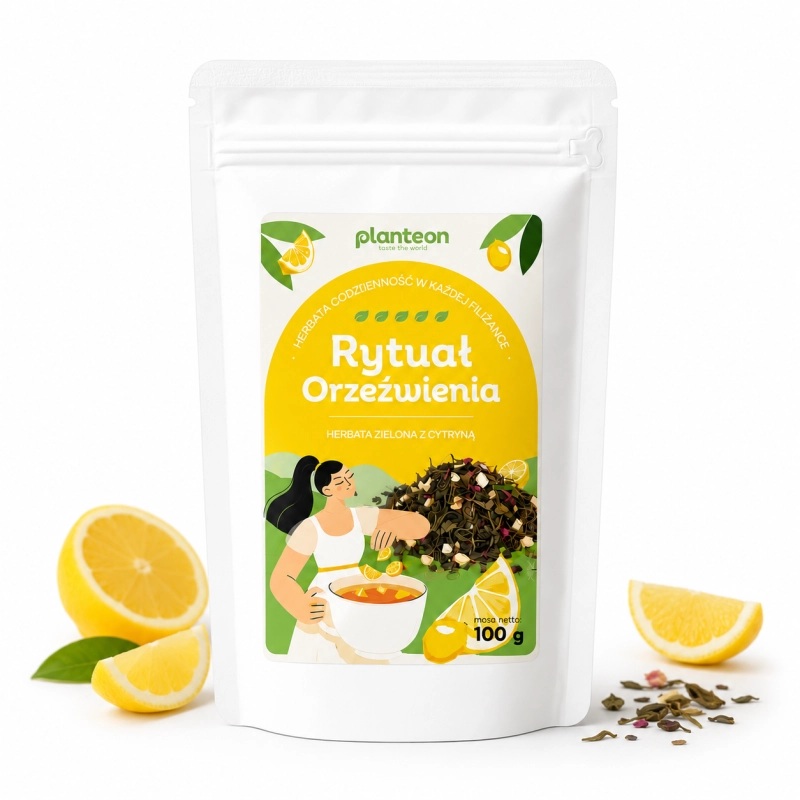 planteon, herbata rytuał orzeźwienia, smak cytrynowy, 100g