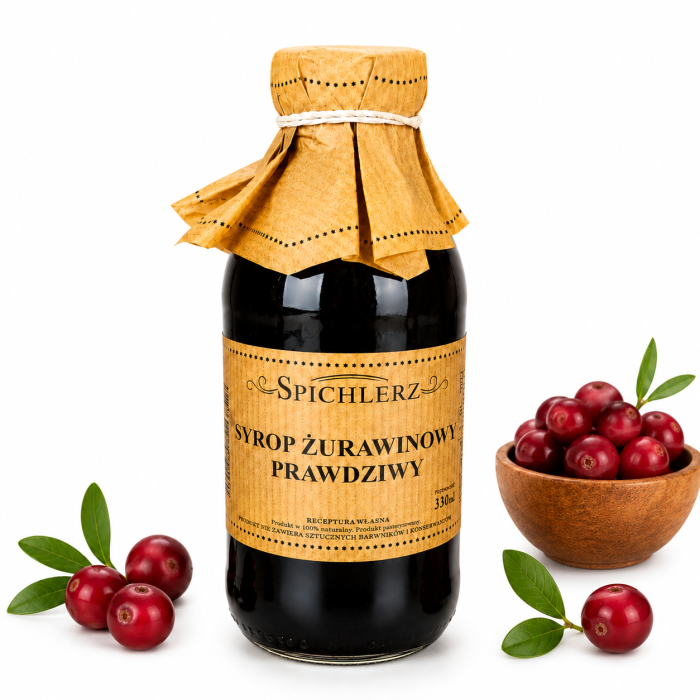 spichlerz, syrop żurawinowy prawdziwy, butelka 330ml