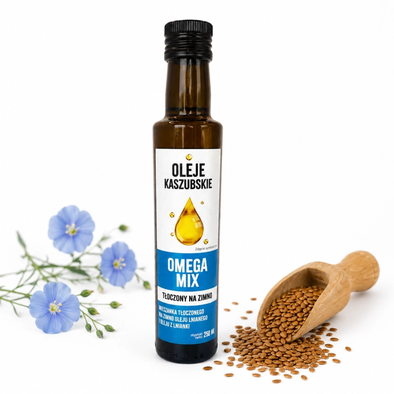 kaszubskie oleje, olej omega mix lniany, 250 ml