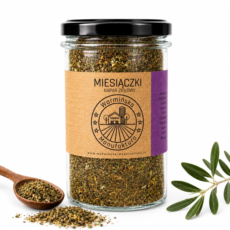 warmińska manufaktura, napar ziołowy miesiączki, słoik 100g