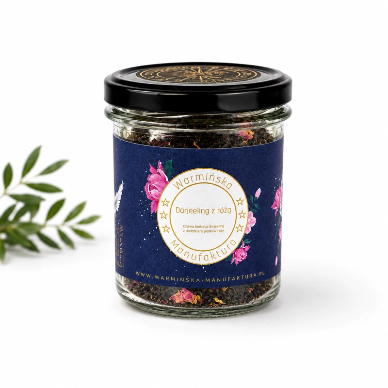 warmińska manufaktura, herbata darjeeling z różą, słoik 60g