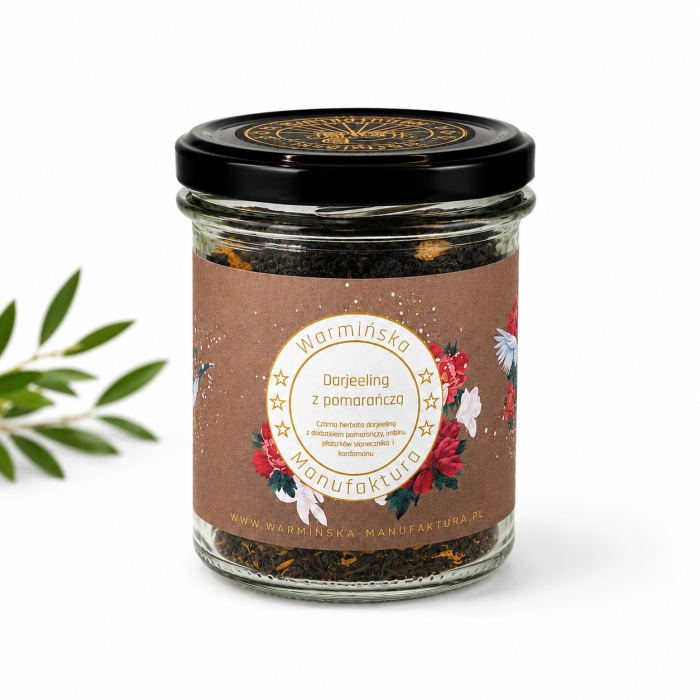 warmińska manufaktura, herbata darjeeling z pomarańczą, słoik 60g