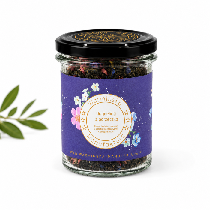 warmińska manufaktura, herbata darjeeling z porzeczką, słoik 60g