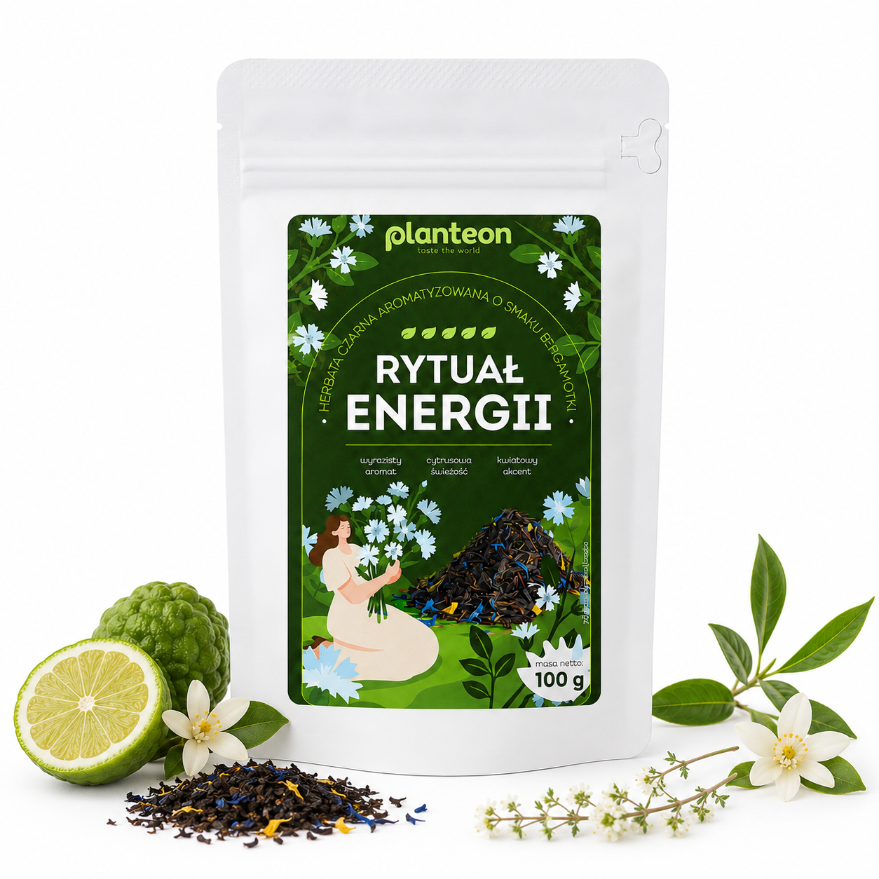 planteon, herbata zielona rytuał energii, opakowanie papierowe 100g