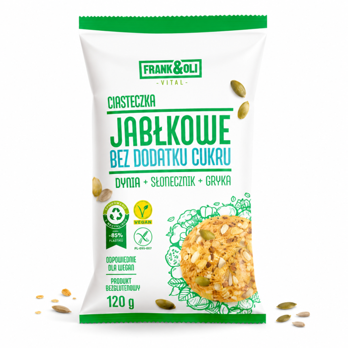 ciastka jabłkowe, ciastka bez cukru, zdrowe ciasteczka, wegańskie ciastka, bezglutenowe ciasteczka, naturalne przekąski, FRANK &amp; OLI, fit słodycze, przekąski bez cukru, zdrowe jedzenie