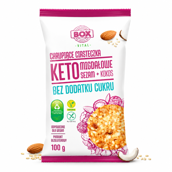 keto ciasteczka, ciasteczka keto, bez cukru, low carb przekąska, migdałowe ciasteczka, zdrowe słodycze keto, ciasteczka bez cukru, BOX VITAL keto, kokosowe ciasteczka keto, przekąski dietetyczne