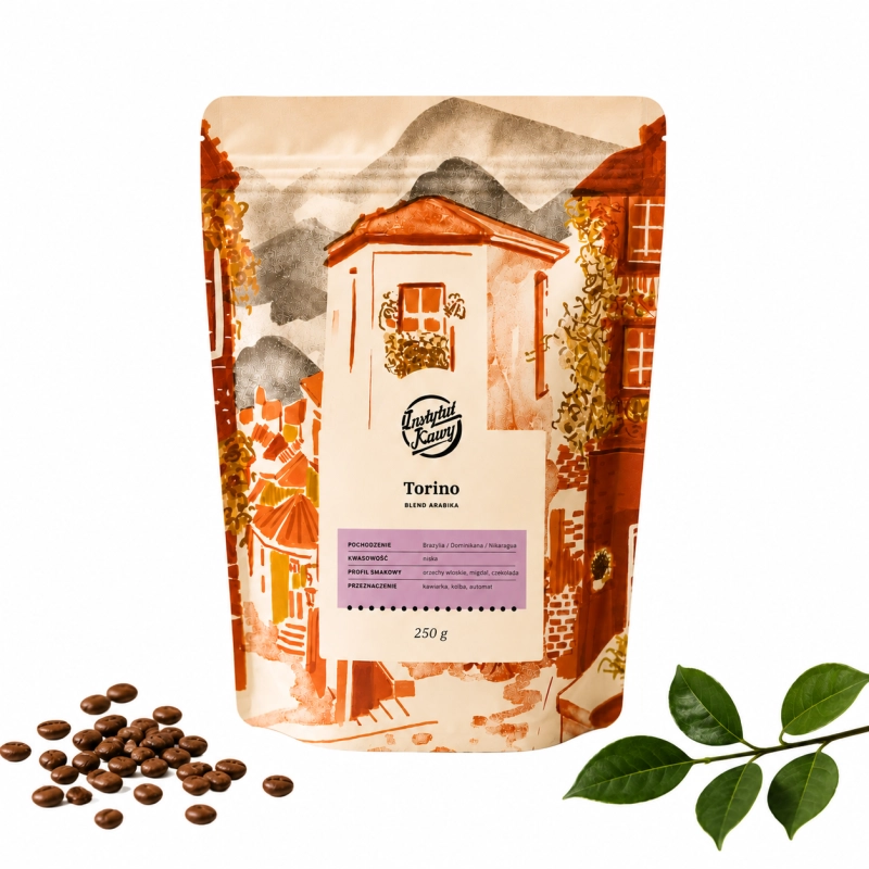 kawa Torino Torino Blend Arabika kawa arabika blend kawa Brazylia Dominikana Nikaragua kawa orzech migdał czekolada kawa do kawiarki kawa do ekspresu kolbowego kawa do automatu kawa niska kwasowość kawa 250g premium