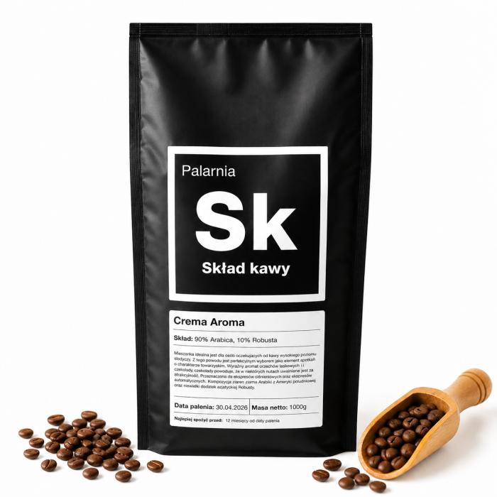 Crema Aroma kawa kawa Crema Aroma SK kawa 90% arabica 10% robusta delikatna kawa ziarnista kawa orzech laskowy czekolada kawa kakao kawa do espresso kawa do automatu kawa do kawiarki kawa premium ziarnista 1kg
