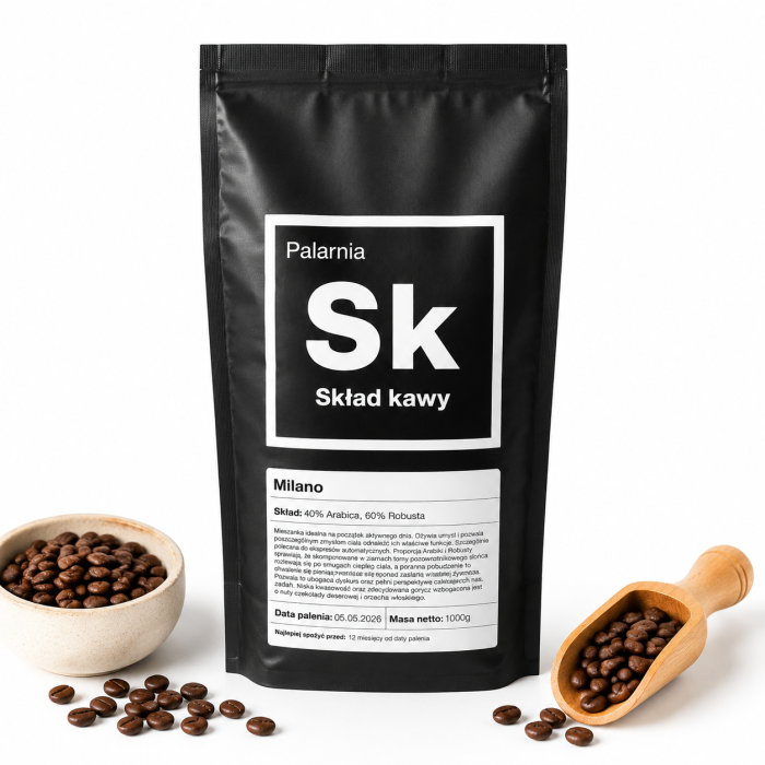 Milano kawa ziarnista kawa Palarnia SK Milano kawa 60% arabica 40% robusta mocna kawa ziarnista 1kg kawa orzech włoski czekolada kawa do espresso kawa do kawiarki kawa do ekspresu automatycznego kawa niska kwasowość klasyczna kawa ziarnista