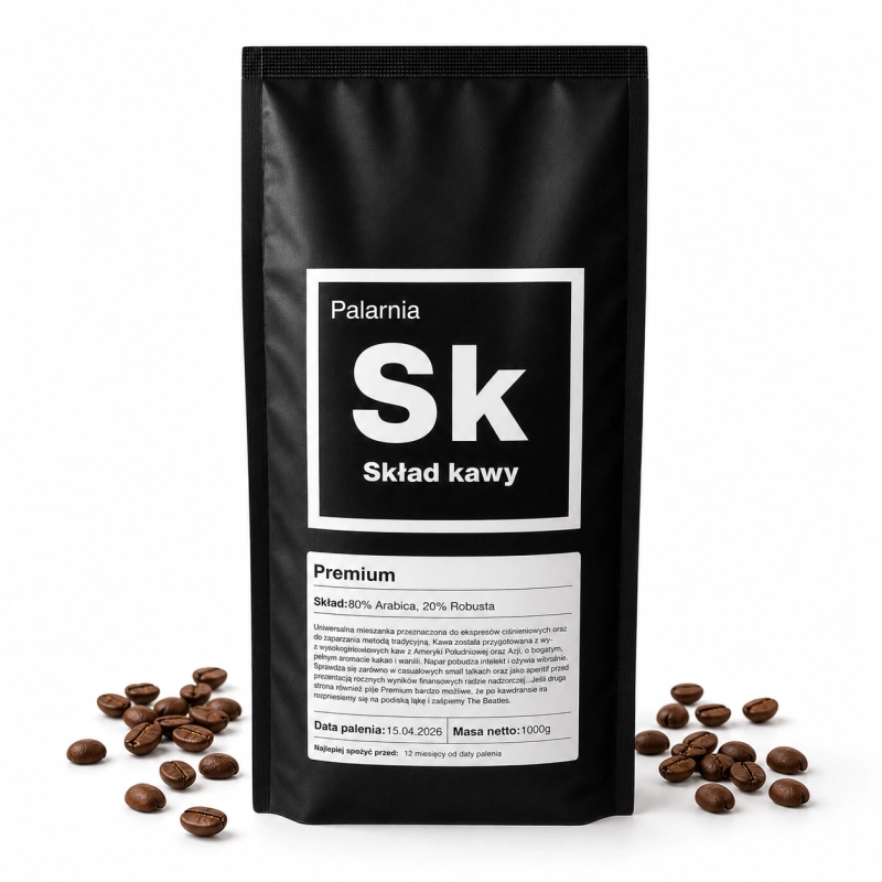 Premium kawa ziarnista kawa Palarnia SK Premium kawa 80% arabica 20% robusta kawa kakao wanilia kawa delikatna ziarnista kawa do espresso kawa do kawiarki kawa do ekspresu automatycznego kawa 1 kg premium kawa z Ameryki Południowej i Azji