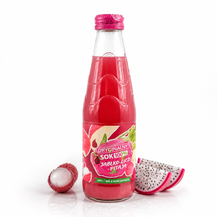 sok NFC 100%, sok jabłko liczi pitaja, sok naturalny 330 ml, sok bez koncentratu, sok egzotyczny, sok owocowy naturalny, healthy juice, tropical juice NFC, sok premium, sok bez cukru