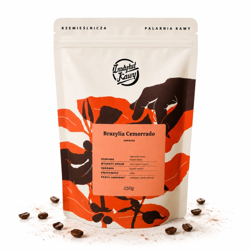kawa Brazylia Cemorrado, kawa arabika 250g, kawa Instytut Kawy, kawa specialty Brazylia, kawa do espresso, kawa do przelewu, kawa niska kwasowość, kawa czekoladowa, kawa kakao pistacja, kawa premium arabica