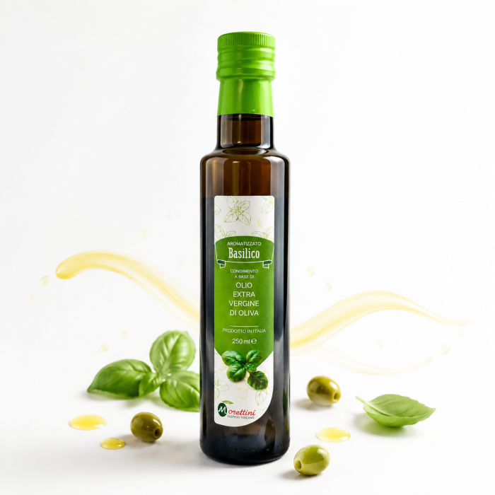 oliwa z bazylią, oliwa basilico, Morettini Basilico, oliwa extra vergine, oliwa smakowa, oliwa włoska 250 ml, oliwa do pizzy, oliwa do makaronu, oliwa premium, condimento basilico