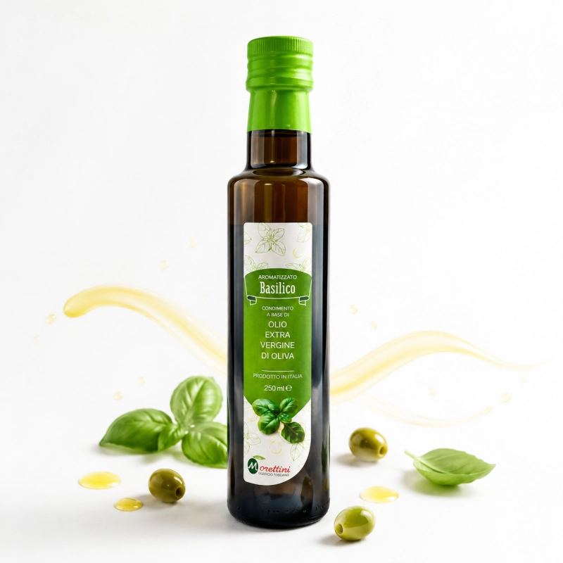 oliwa z bazylią, oliwa basilico, Morettini Basilico, oliwa extra vergine, oliwa smakowa, oliwa włoska 250 ml, oliwa do pizzy, oliwa do makaronu, oliwa premium, condimento basilico