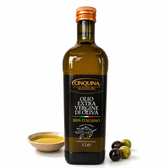 oliwa z oliwek, CINQUINA, oliwa extra virgin, oliwa włoska, oliwa 1L, Selezione Oro, oliwa premium, oliwa tłoczona na zimno, oliwa do sałatek, oliwa śródziemnomorska