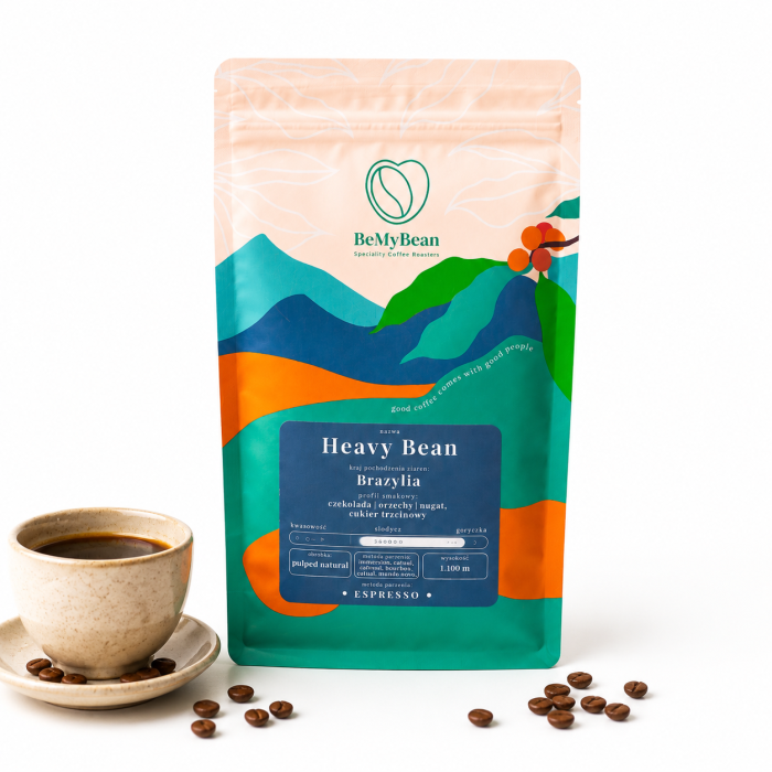 kawa Brazylia, kawa ziarnista espresso, BeMyBean, Heavy Bean, kawa specialty, kawa do espresso, kawa czekoladowa, kawa orzechowa, kawa premium, kawa do mleka