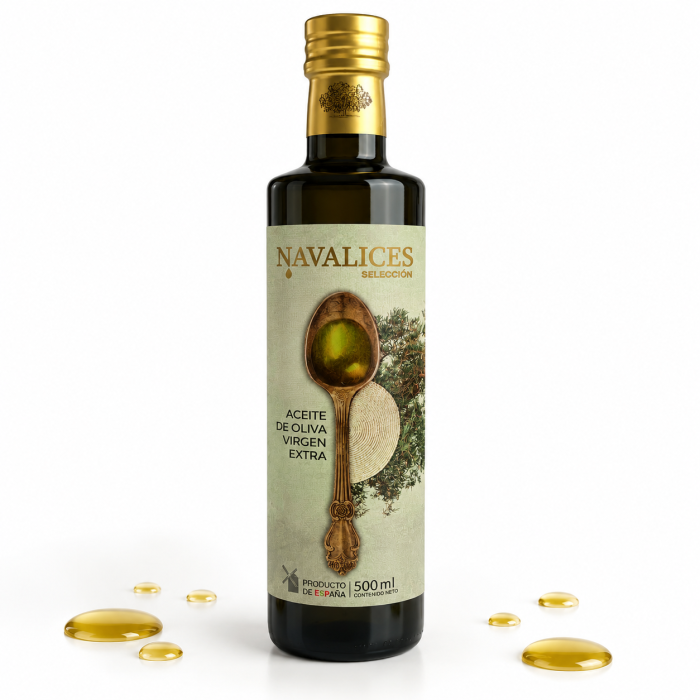 oliwa extra virgin, Navalices Selección, oliwa hiszpańska, oliwa premium, oliwa 500 ml, oliwa z oliwek, oliwa do sałatek, oliwa śródziemnomorska, oliwa Selección