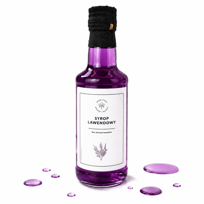 Syrop lawendowy to naturalny produkt o delikatnym, kwiatowym aromacie. Idealny do herbaty, napojów, deserów i koktajli.