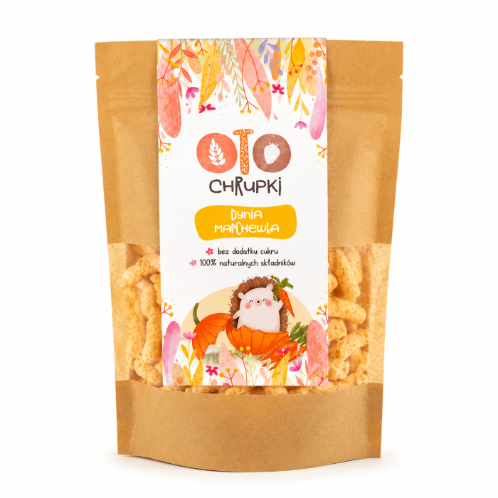 Oto Chrupki Dynia Marchewka to naturalna, lekka i chrupiąca przekąska stworzona z myślą o zdrowym stylu życia. Produkt powstaje z wysokiej jakości składników roślinnych, bez dodatku cukru i sztucznych substancji.