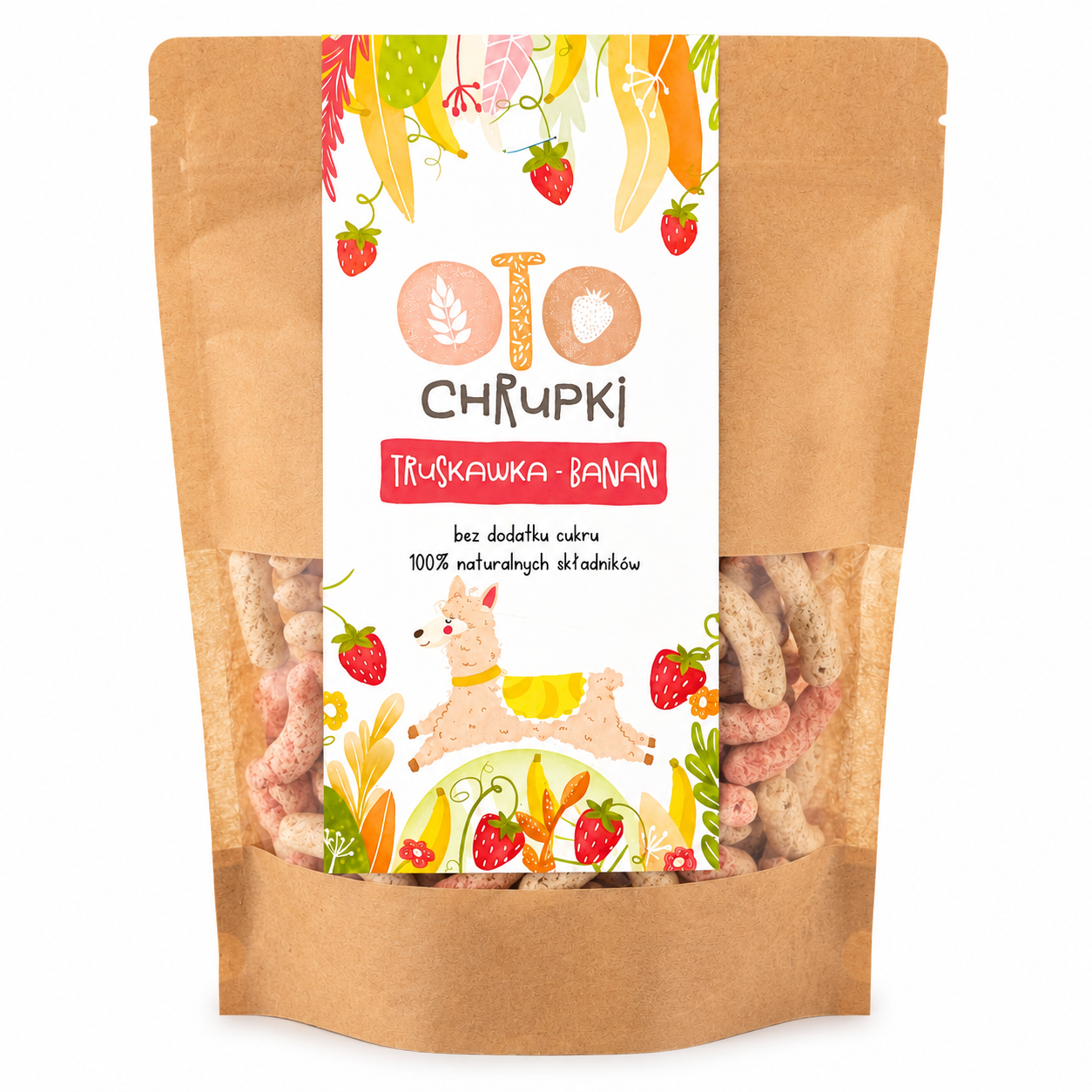 OTO Chrupki Truskawka–Banan to lekka i naturalna przekąska stworzona z myślą o zdrowym podjadaniu. Produkt nie zawiera dodatku cukru ani sztucznych składników, dzięki czemu stanowi doskonały wybór dla dzieci i dorosłych.