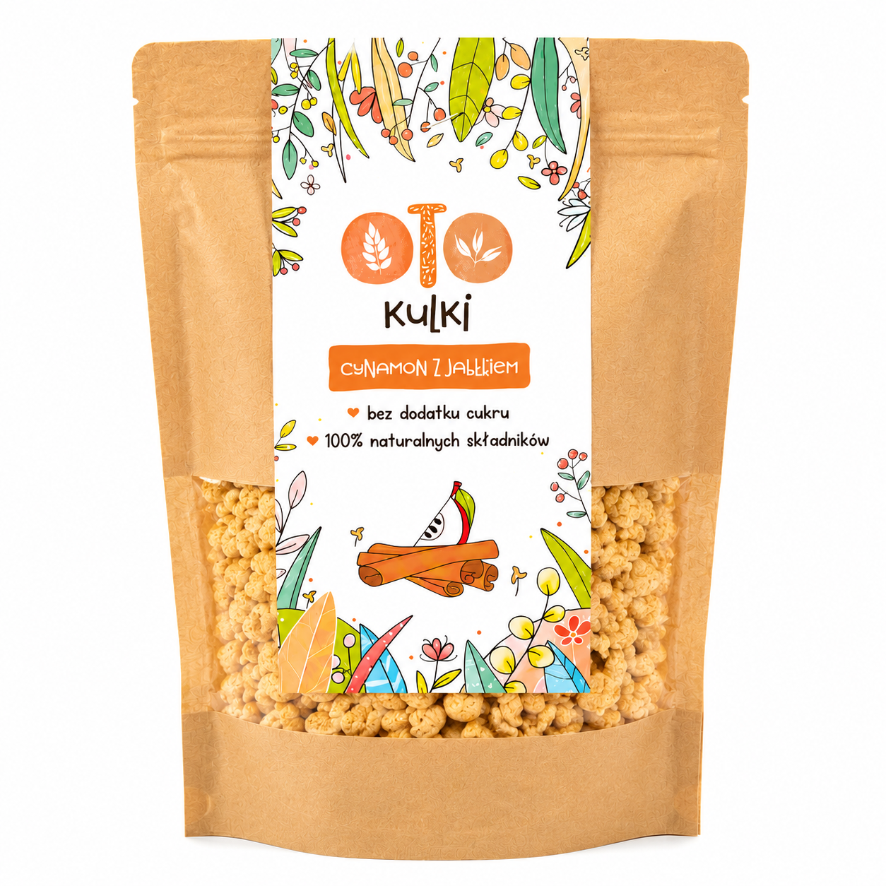 Oto Kulki Cynamon z Jabłkiem to naturalne, lekkie chrupki stworzone ze 100% składników bez dodatku cukru. Aromatyczne połączenie cynamonu i jabłka sprawia, że to zdrowa i smaczna przekąska dla dzieci i dorosłych. Idealne do szkoły, pracy i na co dzień.