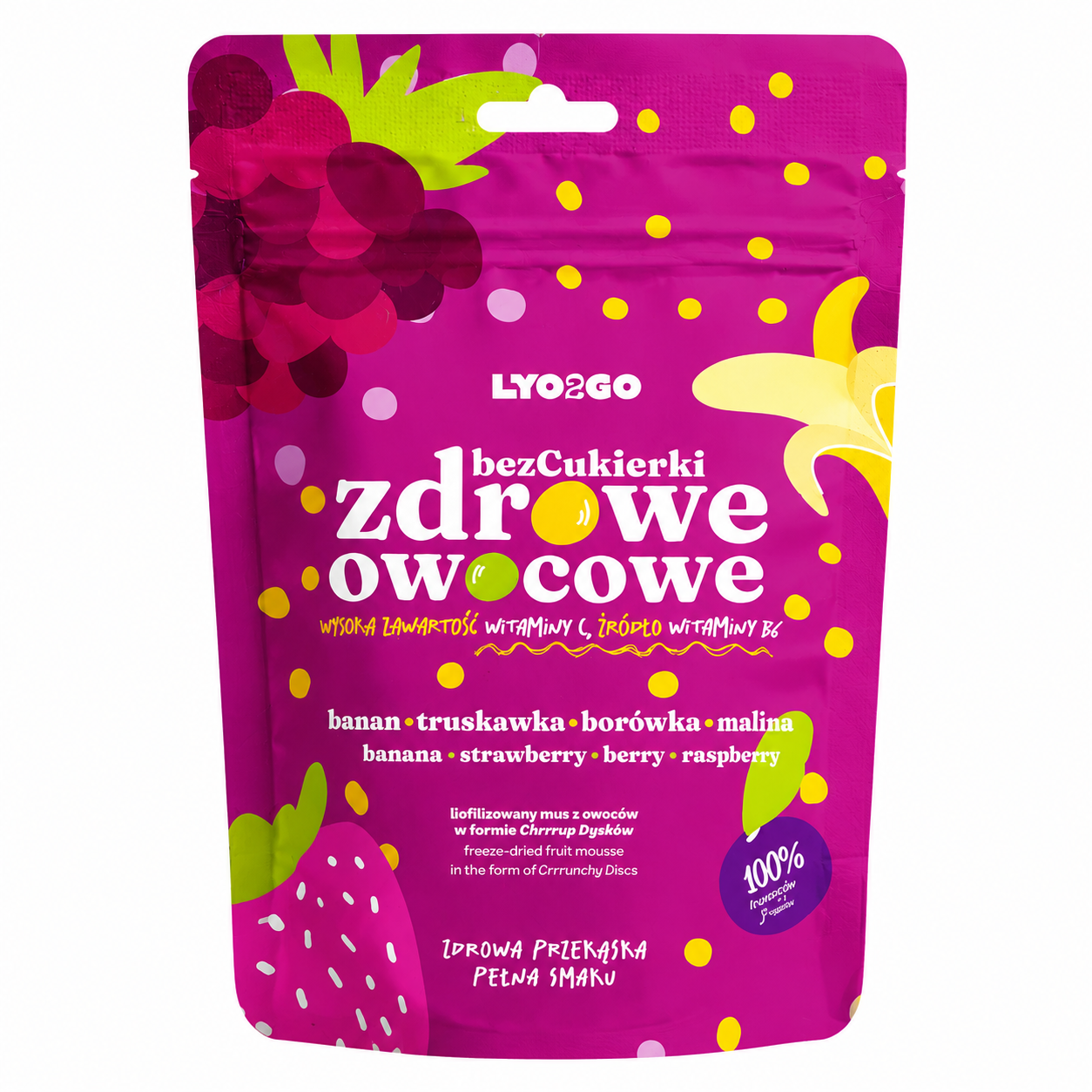 LYO2GO zdrowe owocowe przekąski to nowoczesna alternatywa dla słodyczy, stworzona z myślą o dzieciach i osobach dbających o zdrową dietę. Produkty bez dodatku cukru, oparte na liofilizowanych owocach i warzywach