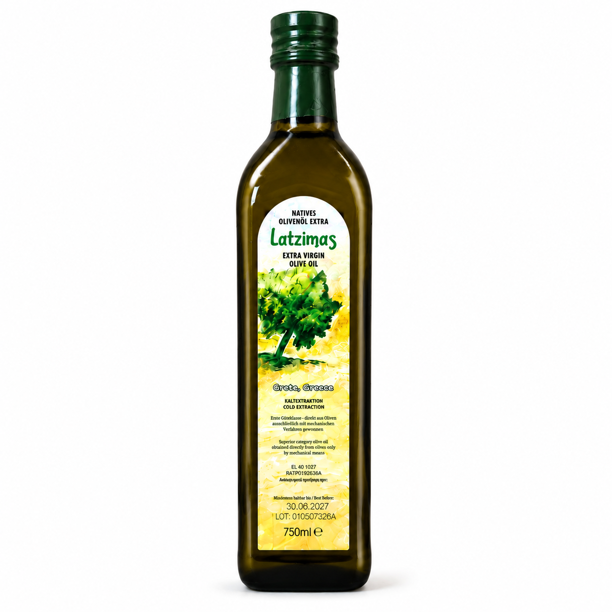 Oliwa z oliwek extra virgin Latzimas 750 ml – grecka oliwa premium tłoczona na zimno. Naturalna, aromatyczna i idealna do codziennego użytku w kuchni.