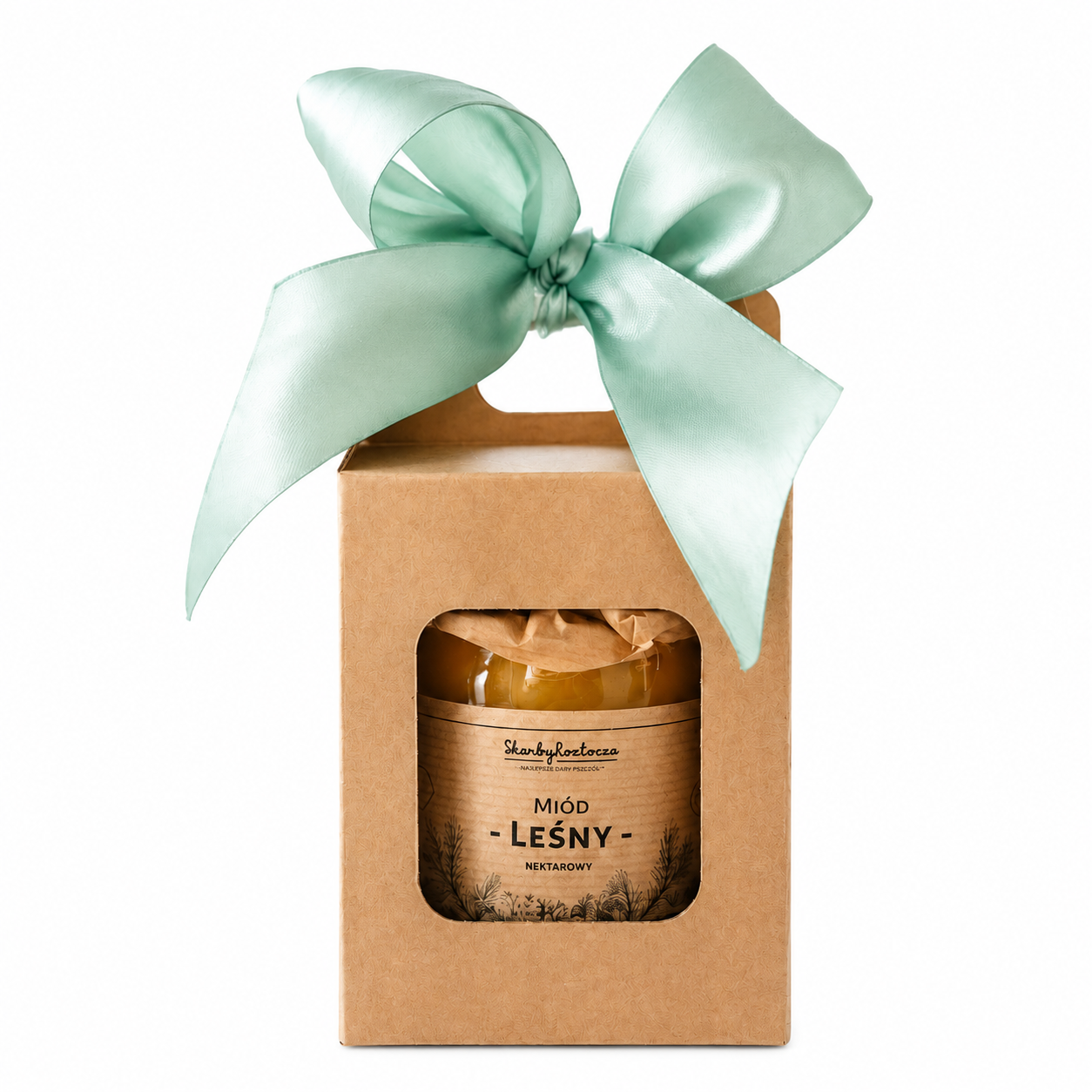 Zestaw prezentowy to starannie przygotowana kompozycja naturalnego miodu leśnego w eleganckim kraftowym opakowaniu z ozdobną wstążką. W środku znajduje się wysokiej jakości miód nektarowy, ceniony za swój głęboki, naturalny smak oraz bogactwo aromatów.