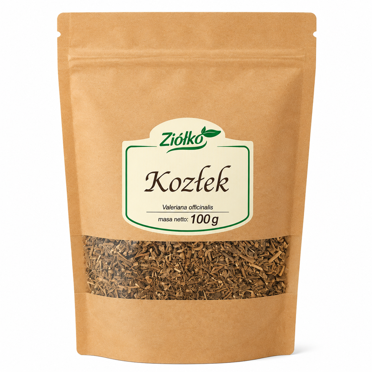 Kozłek Ziółko 100 g – Valeriana officinalis Korzeń Kozłka Naturalny.Tradycyjne zioło wspierające relaks i spokojny sen. 100% naturalny korzeń kozłka lekarskiego bez dodatków i konserwantów