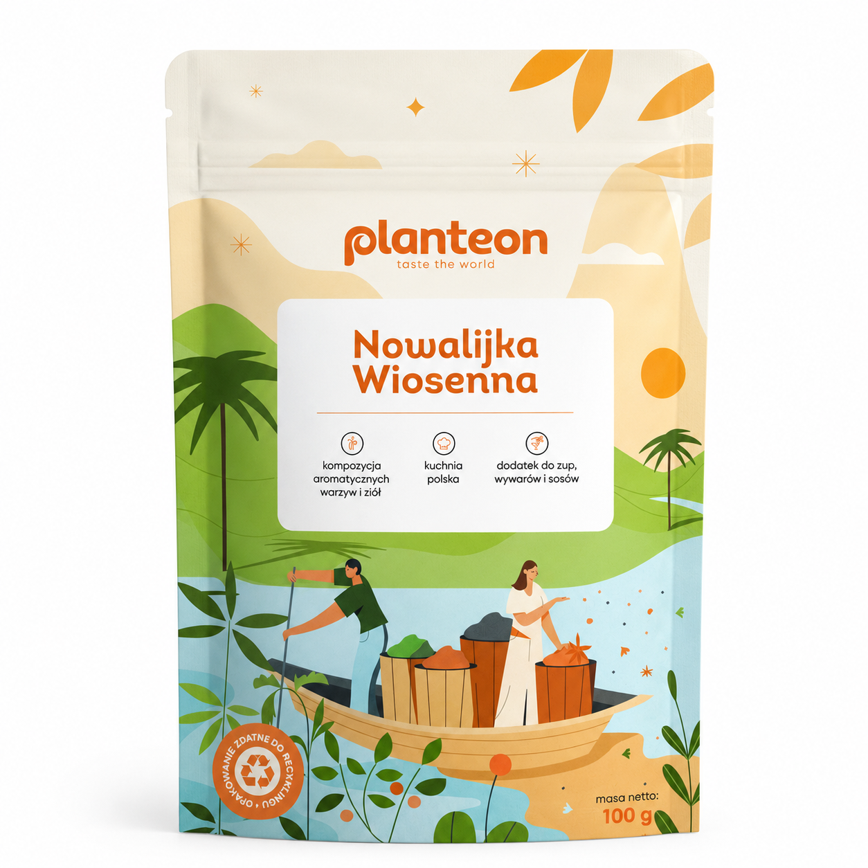 Nowalijka Wiosenna Planteon 100 g to aromatyczna mieszanka warzyw i ziół, która doskonale sprawdzi się jako dodatek do dań kuchni polskiej. Kompozycja została przygotowana z myślą o wzbogacaniu smaku zup, wywarów, bulionów, sosów oraz potraw domowych.