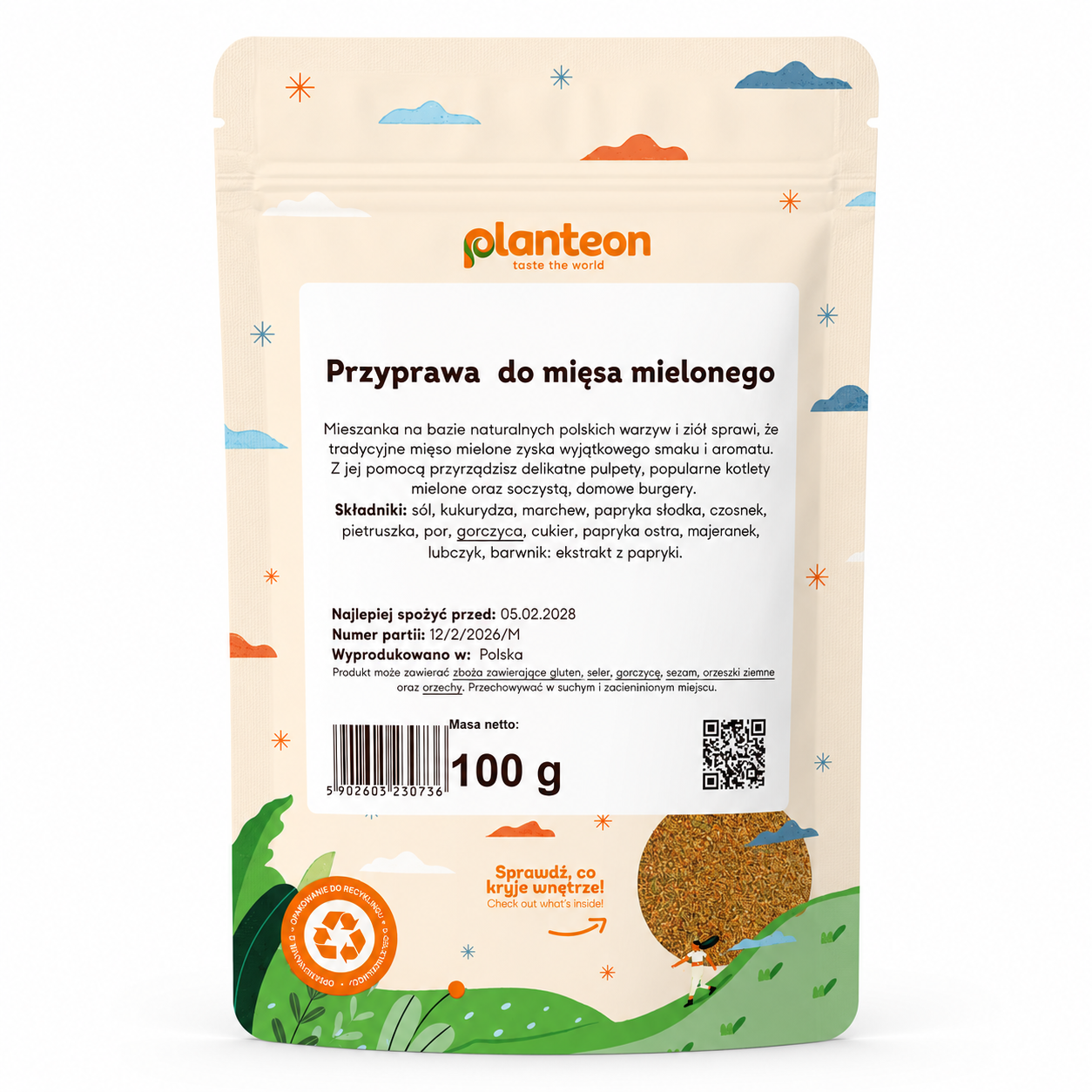 Przyprawa do Mięsa Mielonego Planteon 100 g to starannie skomponowana mieszanka naturalnych warzyw i ziół, która nadaje tradycyjnemu mięsu mielonemu wyjątkowy smak i aromat. Dzięki niej potrawy stają się bardziej wyraziste i soczyste.