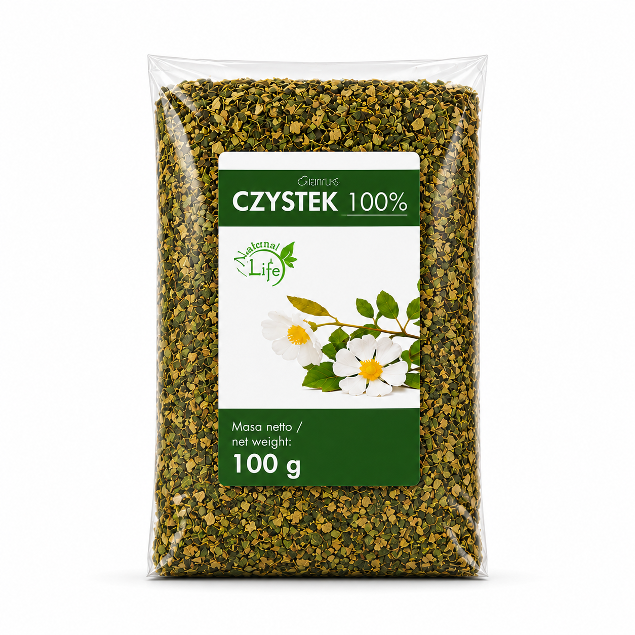 Czystek 100% 100 g to suszone ziele przeznaczone do przygotowywania aromatycznych naparów ziołowych. Produkt zawiera wyłącznie czystek, bez zbędnych dodatków, dzięki czemu sprawdzi się jako naturalny element codziennej domowej spiżarni.