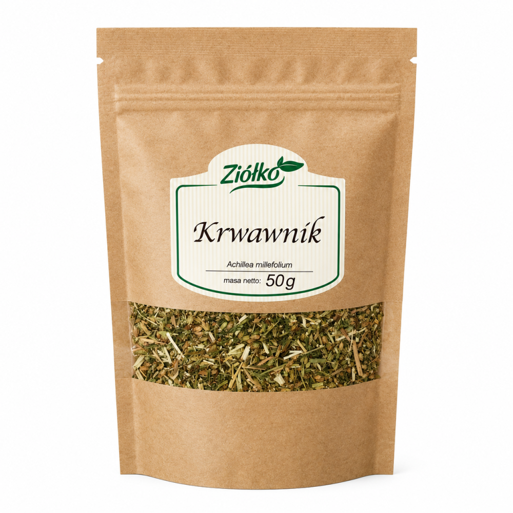 Krwawnik suszony 50 g to naturalne zioło do przygotowania aromatycznego naparu. Tradycyjnie ceniony w zielarstwie za wsparcie trawienia, apetytu oraz komfortu układu pokarmowego. Idealny do domowej zielarni.